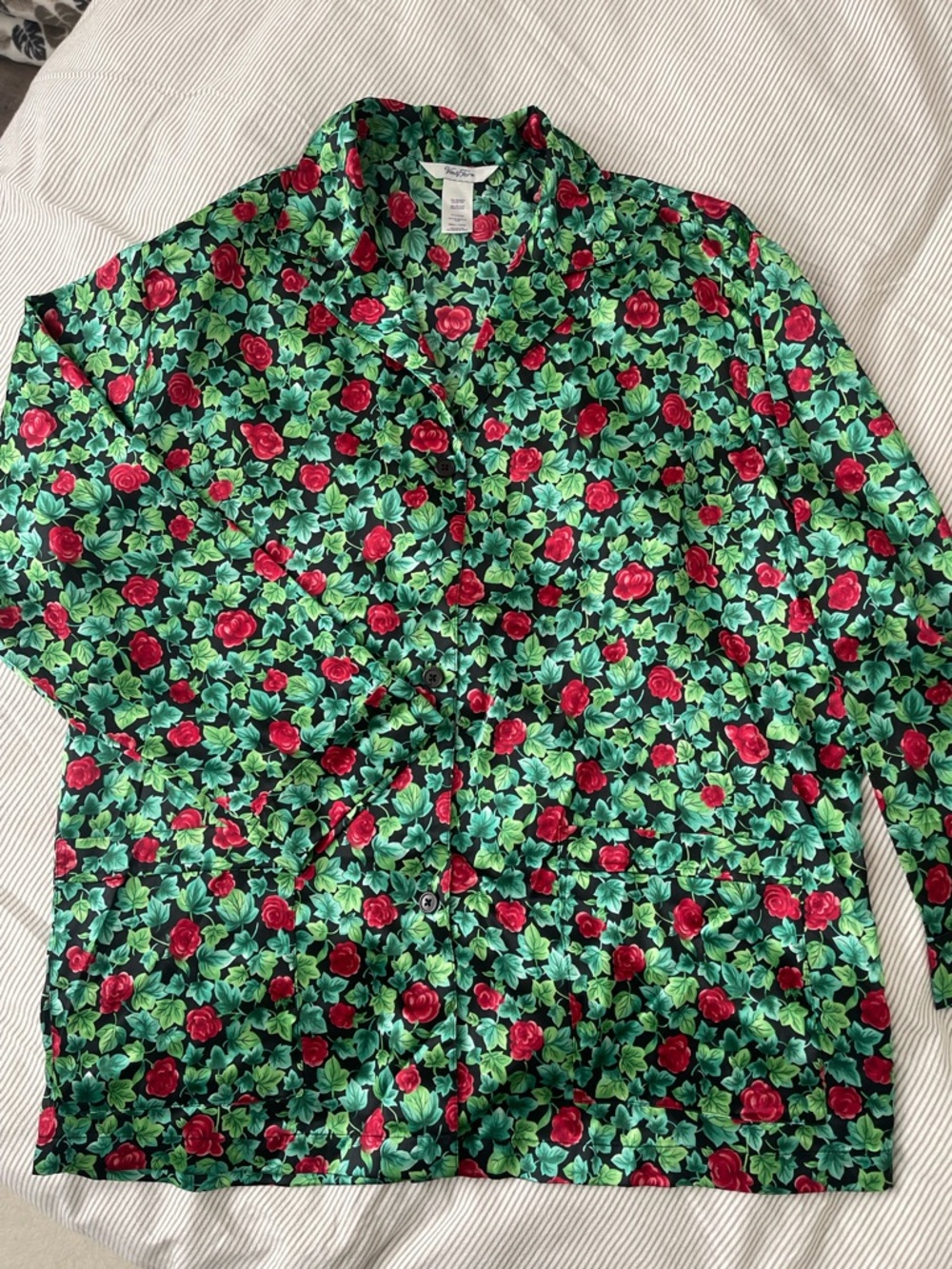Vintage Vanity Fair Floral Rose Print Pajama Set Size Small